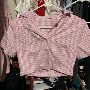 RARE bubble gum pink Brandy button up top